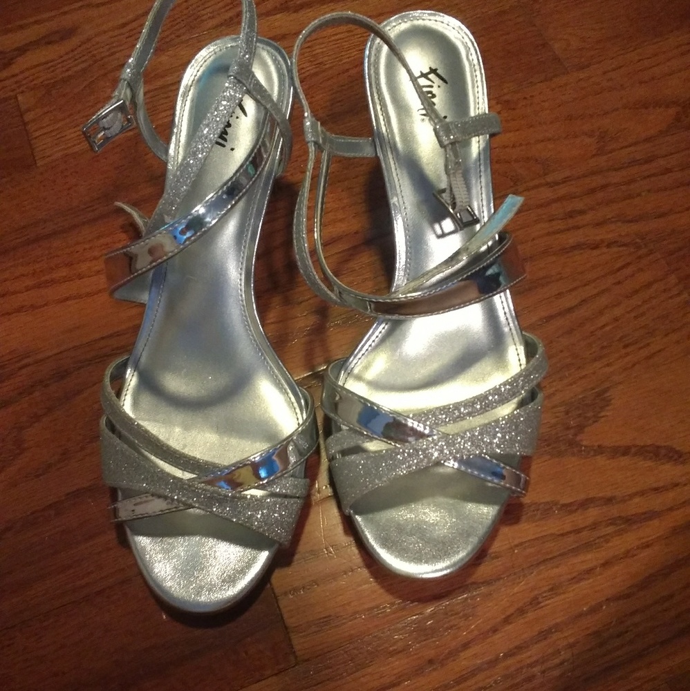 Strappy sparkle heels